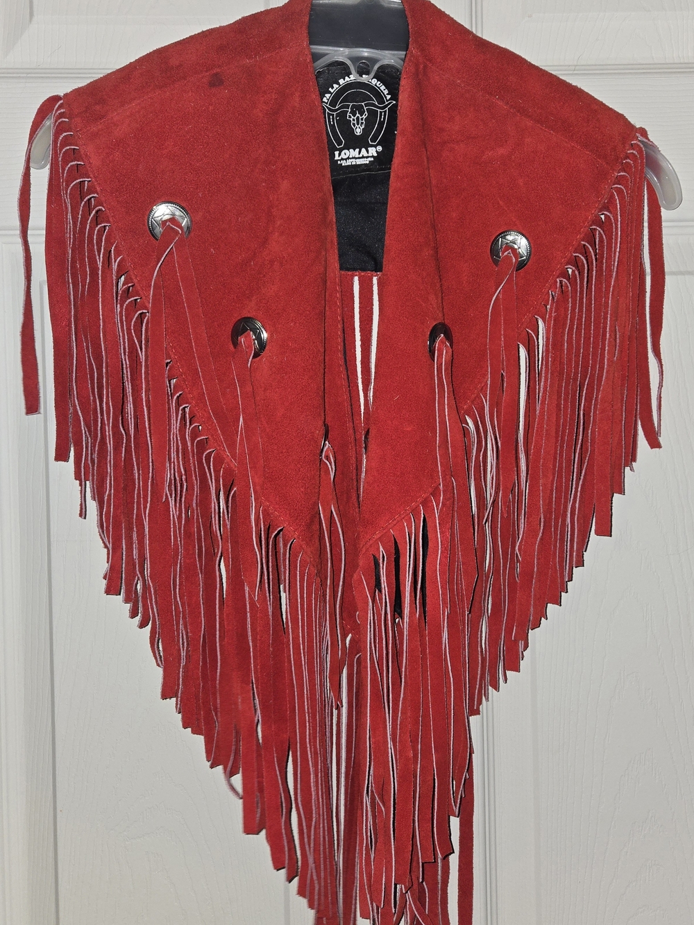 Red Suede Fringe Women's Shawl